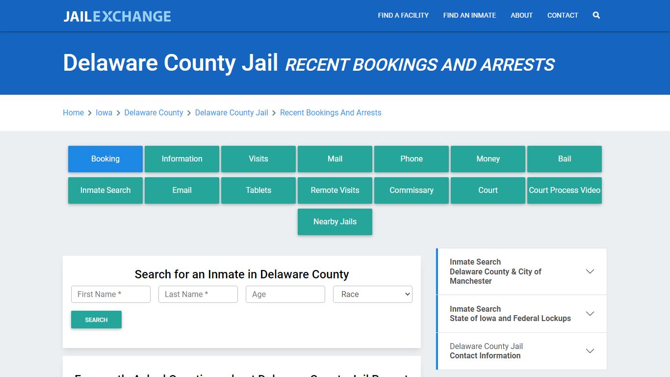 Delaware County Jail IA Recent Arrests and Bookings - Jail Exchange